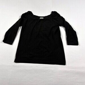 Wolford Womens Wool Blend Round Neck Long Sleeve Basic Shirt Black Top Sz M